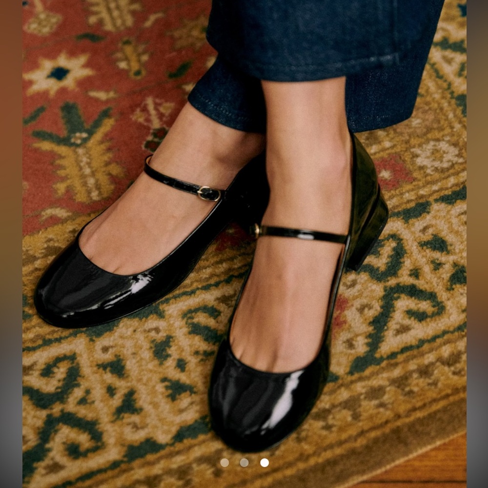 Sezane Black Patent Mary Jane Heels